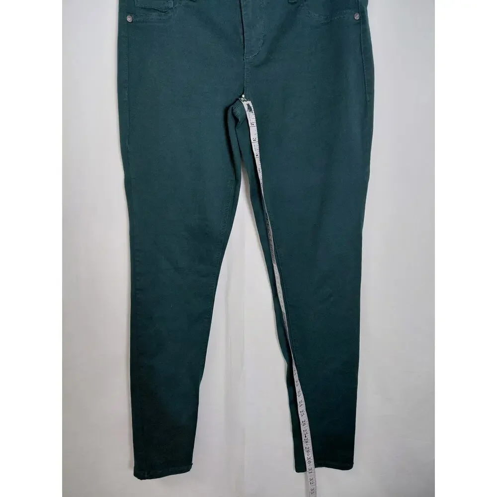 Maurices Embroidery Dark Green Stretch Skinny Jeans Denim Women Size M